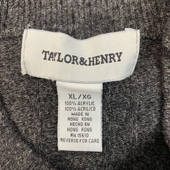 Vintage Taylor & Henry Sweater Mens XL Extra Large Charcoal Soft Acrylic Mock - Picture 5 of 10